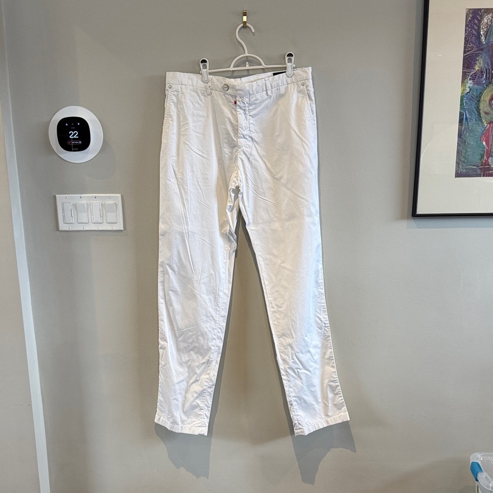 Kiton White Cotton pants waist 36